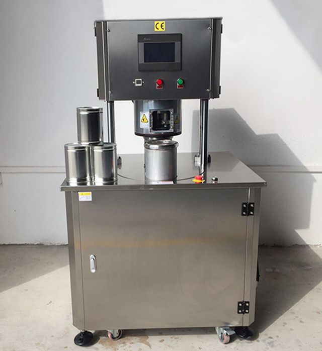 Round cans vacuum seaming machine with nitrogen flushing Semi-auto double chamber can sealer